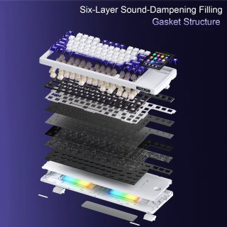 AULA L99 Tri-Mode Vezeték Nélküli Mechanikus Gamer Billentyűzet Érintőképernyővel - Fekete