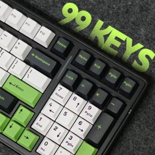 AULA F99 Vezeték Nélküli Mechanikus Gamer Billentyűzet - Fekete-Fehér-Zöld