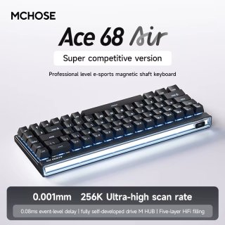 MCHOSE Ace 68 Air eSport Ultra Hall Effect Magnetic Switch Mechanikus Gamer Billentyűzet 8K - Fekete