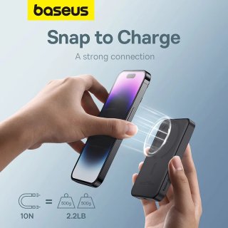 Baseus Magnetic Mini MagSafe Vezeték Nélküli Gyorstöltő Powerbank 5000mAh 20W - Fekete
