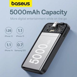 Baseus Magnetic Mini MagSafe Vezeték Nélküli Gyorstöltő Powerbank 5000mAh 20W - Fekete