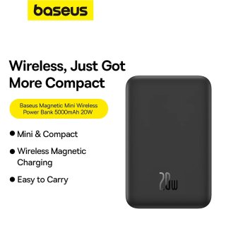 Baseus Magnetic Mini MagSafe Vezeték Nélküli Gyorstöltő Powerbank 5000mAh 20W - Fekete