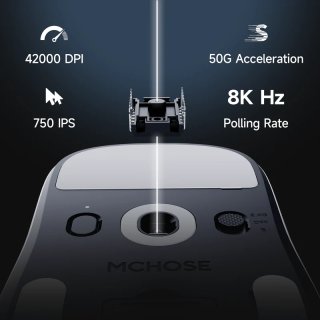 MCHOSE A7 V2 Ultra Plus Tri-Mode 8K Vezeték Nélküli Gamer Egér + Magnetic Dock