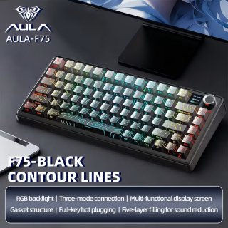 AULA F75 Max Vezeték Nélküli Mechanikus Gamer Billentyűzet - Fekete Contour