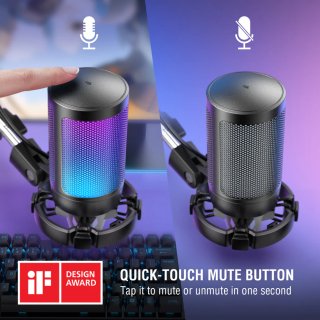 Fifine A6T AmpliGame USB RGB kondenzátor mikrofon, fekete