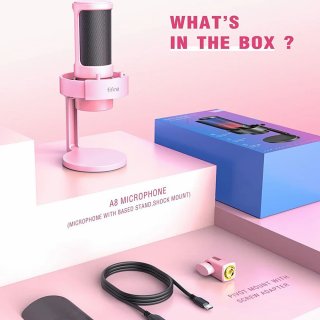 Fifine A8Plus kondenzátor mikrofon állvánnyal (PINK)