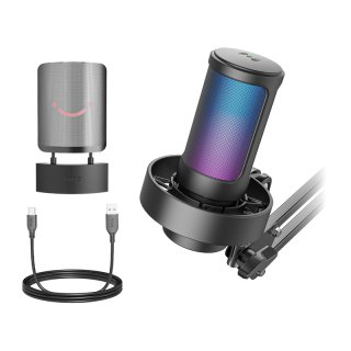 Fifine AmpliGame A8T USB kondenzátor mikrofon tartókarral, fekete