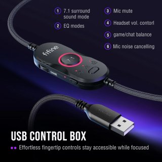 Fifine H13 vezetékes gamer headset 7.1 fekete