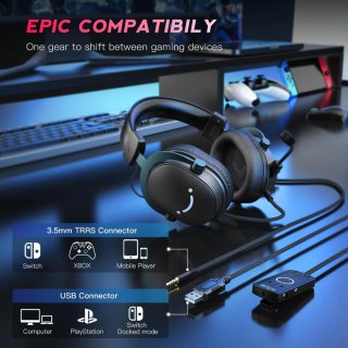 Fifine H9 7.1 Surround Sound Gaming Headset, fekete