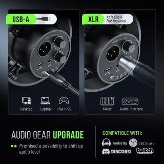 Fifine K688 USB/XLR dinamikus mikrofon, fekete