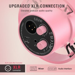Fifine K688P USB/XLR dinamikus mikrofon, rózsaszín