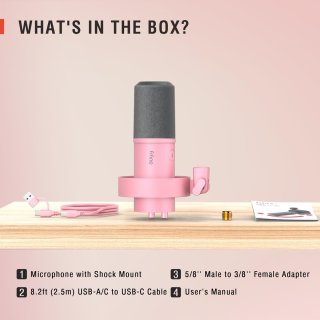 Fifine K688P USB/XLR dinamikus mikrofon, rózsaszín