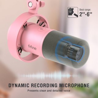 Fifine K688P USB/XLR dinamikus mikrofon, rózsaszín