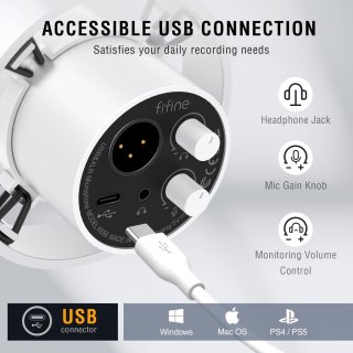 Fifine K688W USB/XLR dinamikus mikrofon, fehér