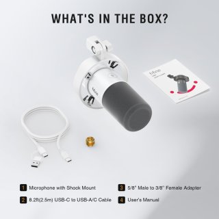 Fifine K688W USB/XLR dinamikus mikrofon, fehér