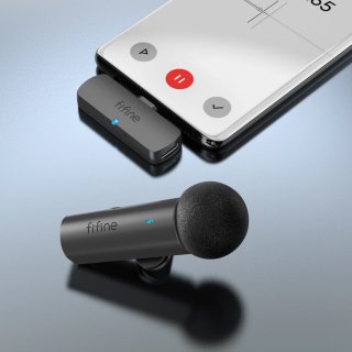 Fifine M6 USB-C vezeték nélküli nyakkendő mikrofon (fekete)