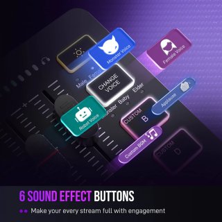 Fifine SC3 AmpliGame, 4-csatornás USB-s gamer audió keverő, fekete