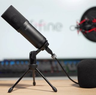 Fifine T732 USB kondenzátor mikrofon szett karos állvánnyal, fekete