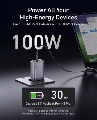 Anker Prime 100W GaN töltő, ezüst