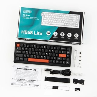 Epomaker HE68 Lite Magnetic Switch Mechanikus Gamer Billentyűzet - Fekete-Piros