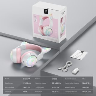 Onikuma GT838 Tri-Mode Vezeték Nélküli Gamer Headset - Cicafüles