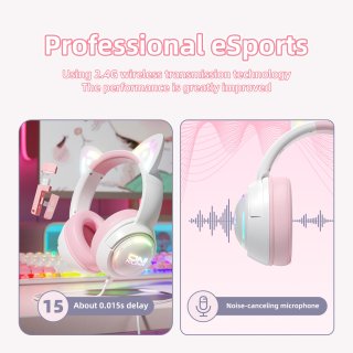 Onikuma GT838 Tri-Mode Vezeték Nélküli Gamer Headset - Cicafüles