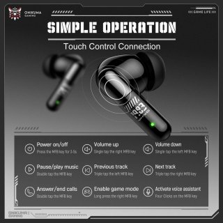 Onikuma TX602 Tri-Mode Vezeték Nélküli Gamer Fülhallgató TWS