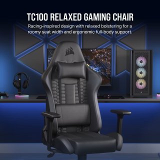 CORSAIR TC100 RELAXED Gamer Szék - Műbőr, Fekete