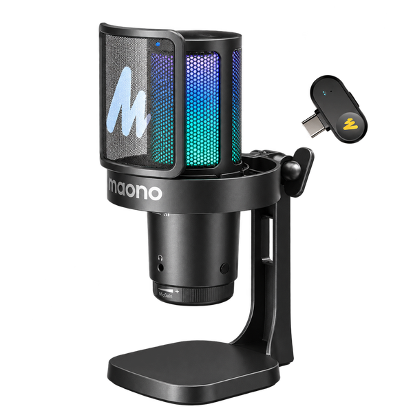 MAONO DGM20W Vezeték Nélküli Streamer/Gamer Mikrofon RGB - Fekete