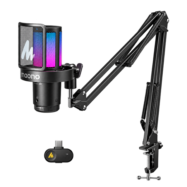 MAONO DGM20W Vezeték Nélküli Streamer/Gamer Mikrofon Kit RGB - Fekete