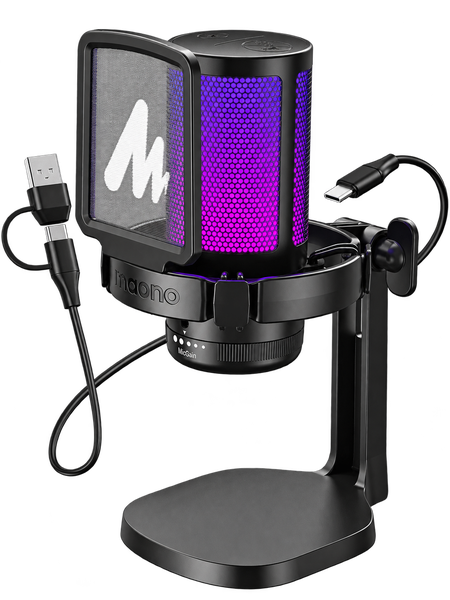 MAONO DGM20 USB Streamer/Gamer Mikrofon RGB - Fekete