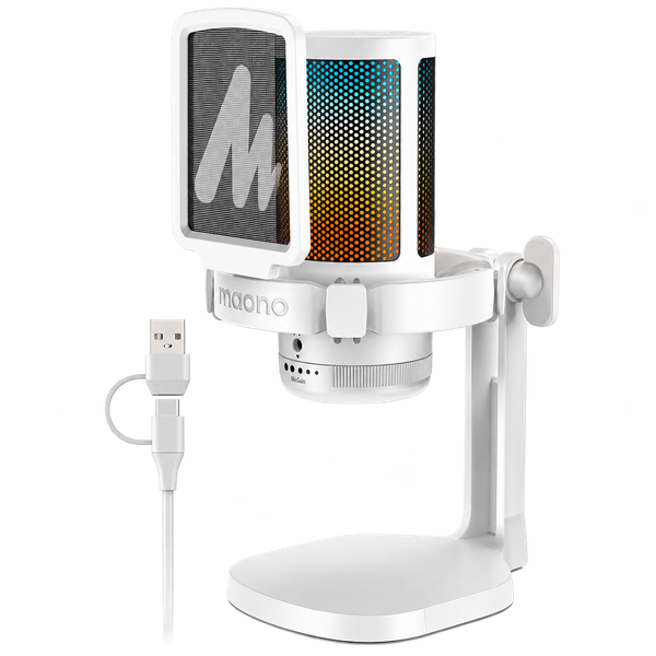 MAONO DGM20 USB Streamer/Gamer Mikrofon RGB - Fehér