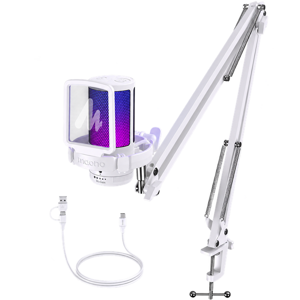 MAONO DGM20S USB Streamer/Gamer Mikrofon Kit RGB - Fehér