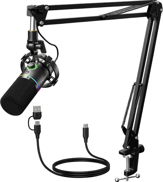 MAONO PD200XS USB Dynamic Streamer Mikrofon RGB + Tartókar Kit - Fekete