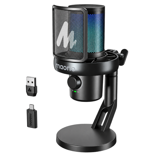MAONO DM40 Pro USB Vezeték Nélküli Streamer/Gamer Mikrofon RGB - Fekete
