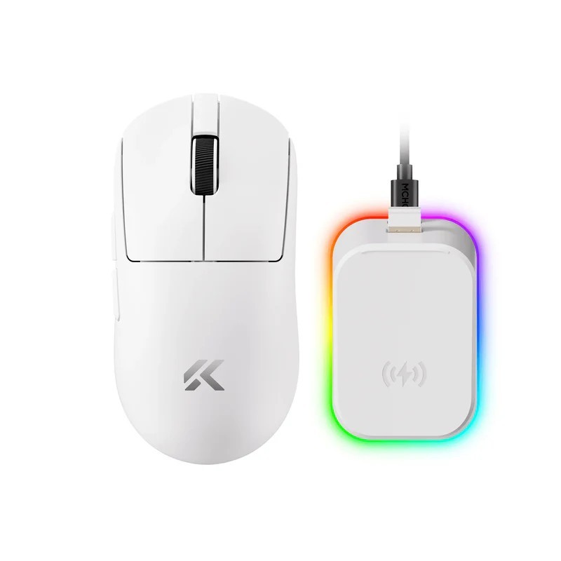 A7 V2 Ultra+ – fehér egér, mágneses RGB dokkolóval