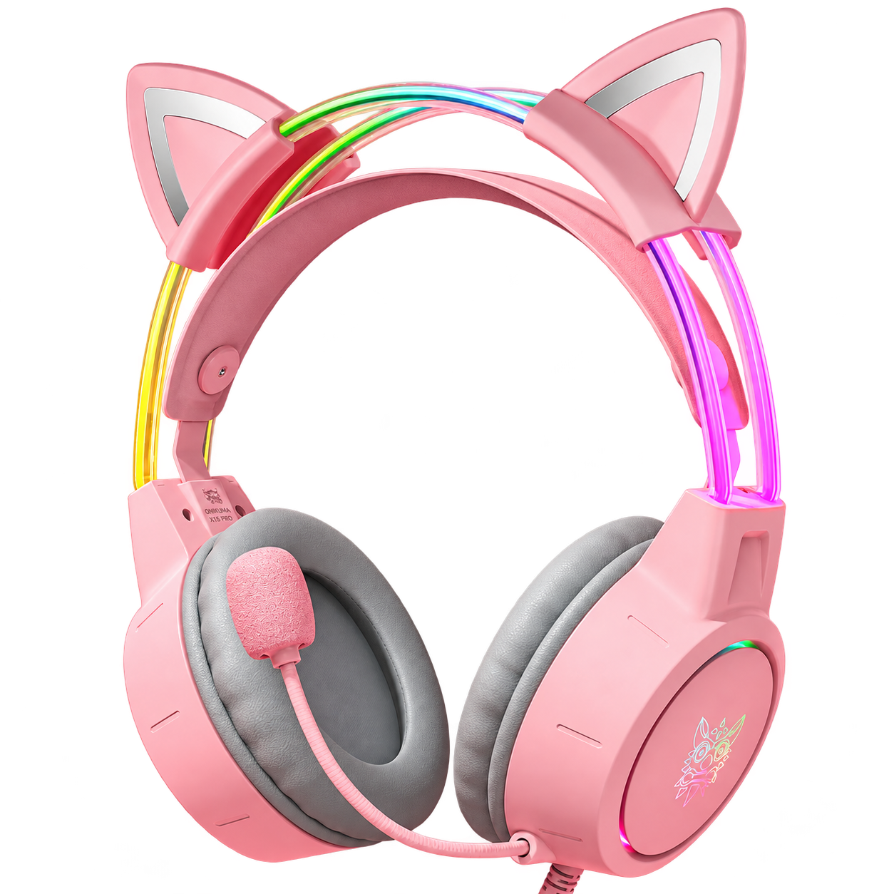 ONIKUMA X15 Pro pink headset levehető cicafülekkel