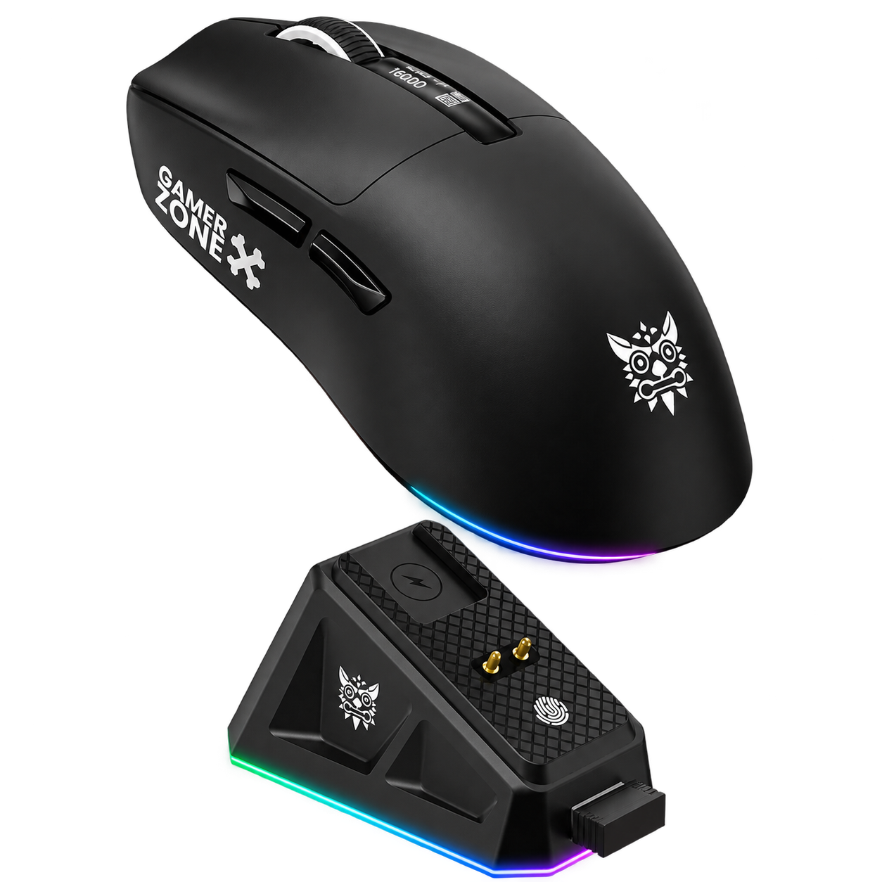 ONIKUMA DM07 fekete egér és mágneses RGB töltődokkoló