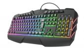 Trust GXT 881 Odyss Félmechanikus Gamer Billentyűzet - Magyar kiosztás, RGB, Félmechanikus, Normál, anti ghosting, vezetékes, USB, +egér