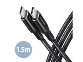 Axagon BUCM-CM15AB USB-C - USB-C adat és töltőkábel 1.5m