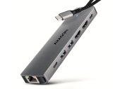 Axagon HMC-7HX2 USB-C 7 az 1-ben Dokkoló Hub - 2x HDMI 4K/60Hz - Video adapter / KVM / HDMI eszköz