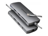 Axagon HMC-8HLSA 9in1 USB-C Hub - Video adapter / KVM / HDMI eszköz