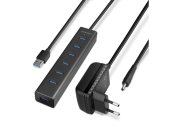Axagon HUE-SA7BP 7-portos USB 3.0 elosztó hálózati adapterrel