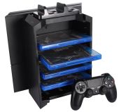 FroggieX Charge & Disc Tower PS4 dual töltőállomás + lemez tartó állvány - Kontroller töltő