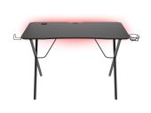 Genesis Holm 200 Gamer asztal RGB világítással - Fekete, acélvázas, karbon mintás, RGB, USB
