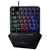 Rampage KB-R24 X-MINI Gamer Billentyűzet - Angol kiosztás, RGB, Membrános, Mini, fém, csuklótámasz, vezetékes, USB