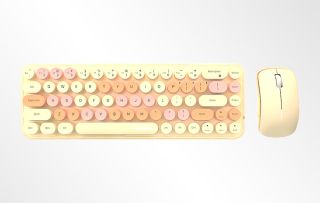 MOFII I Dou Vezeték nélküli Billentyűzet (Angol kiosztás) + Egér csomag - Beige
