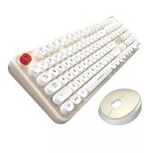 MOFII Sweet - Fehér/Bézs - Vezeték Nélküli Billentyűzet (Angol Kiosztás!) + Egér Készlet, vezeték nélküli, wireless, USB, +egér