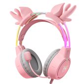 Onikuma X15 PRO Pink Gamer Fejhallgató - Rénszarvasos - Headset