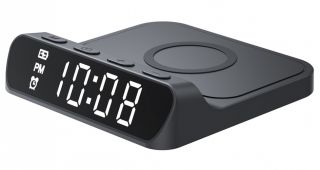 Havit W3031 Mobile series - Asztali digitális óra + Vezeték nélküli töltő - Fekete